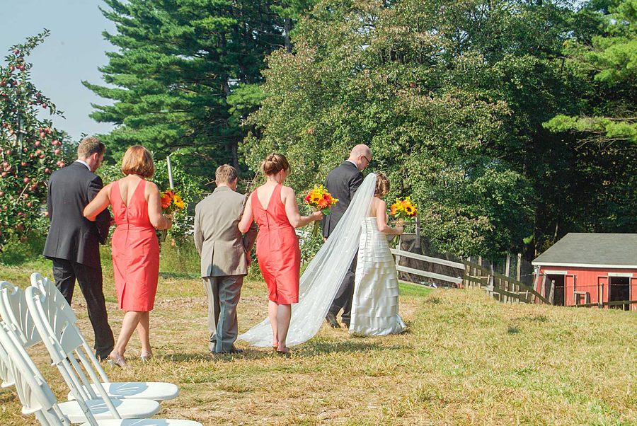 bridal recessional into the woods