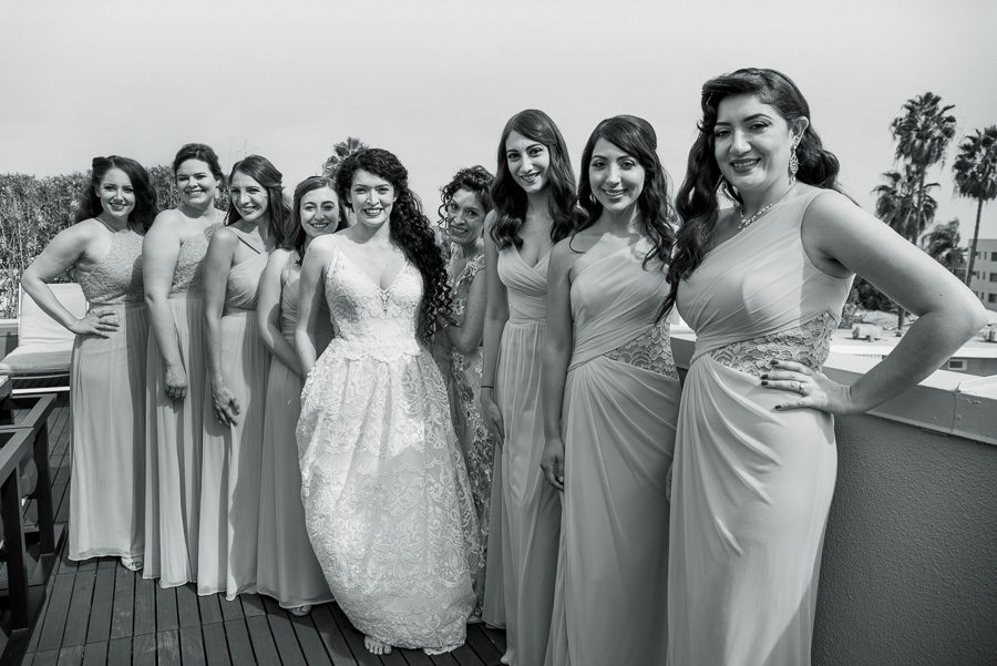 Bridesmaids on the roof of The Avalon Hotel wedding venue