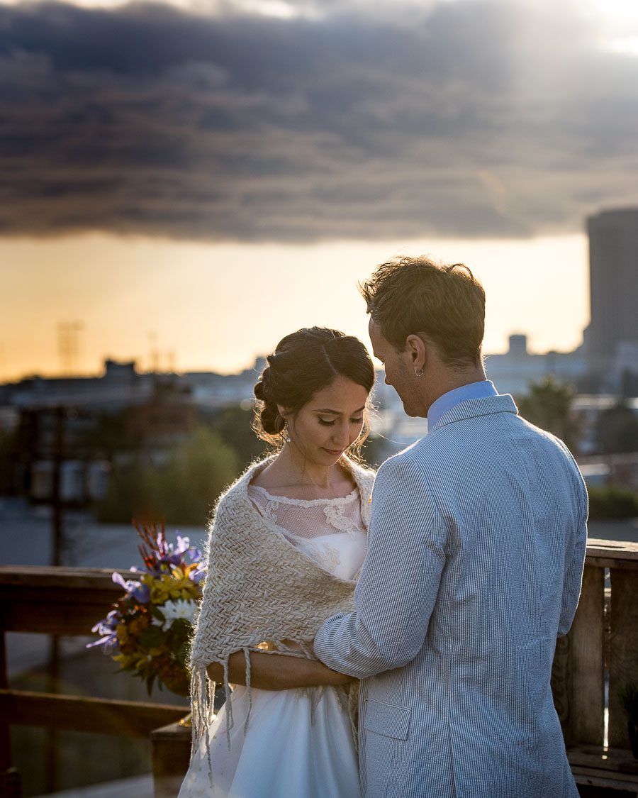 DTLA Bride and Groom in Sunlight Wedding Photographer Amy Haberland Photography