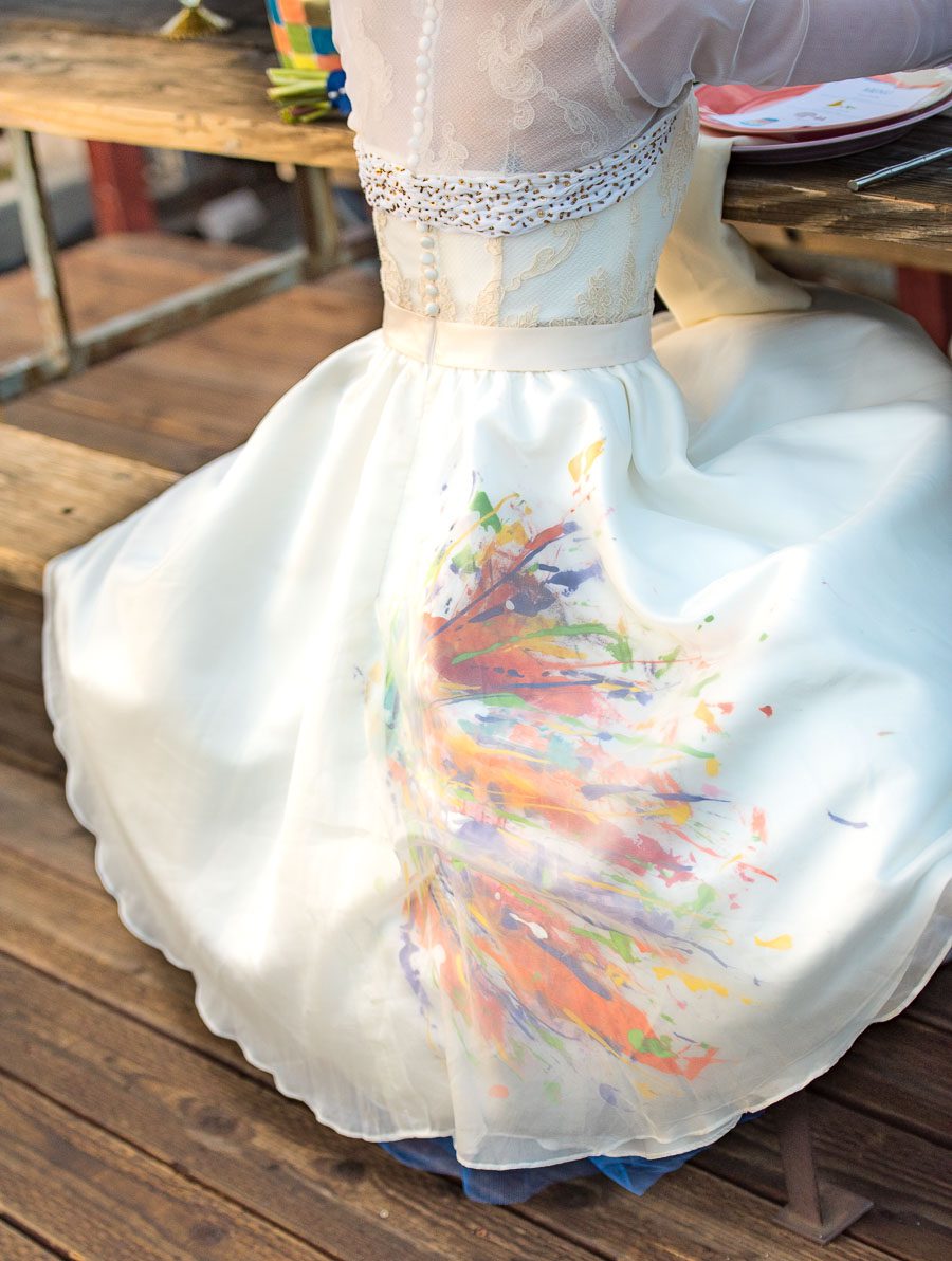 painted wedding dress DTLA Arts District Wedding Photographer Amy Haberland Photography