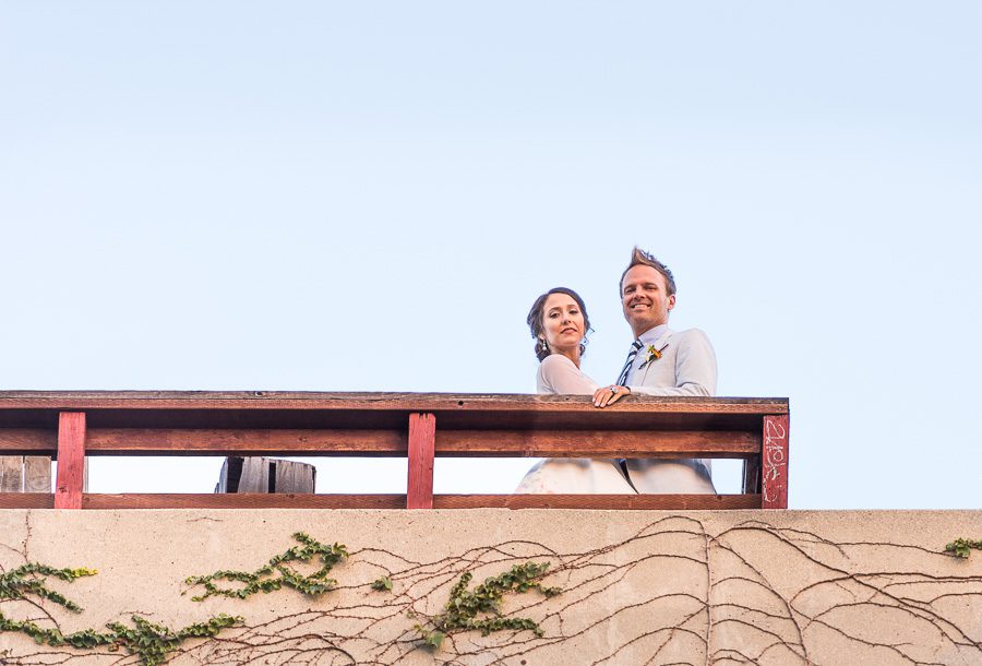 DTLA Bride and Groom on rooftop Wedding Photographer Amy Haberland Photography