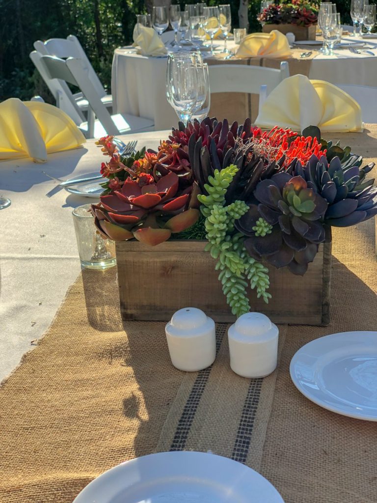 close up of wedding centerpiece in the beverly outdoor space