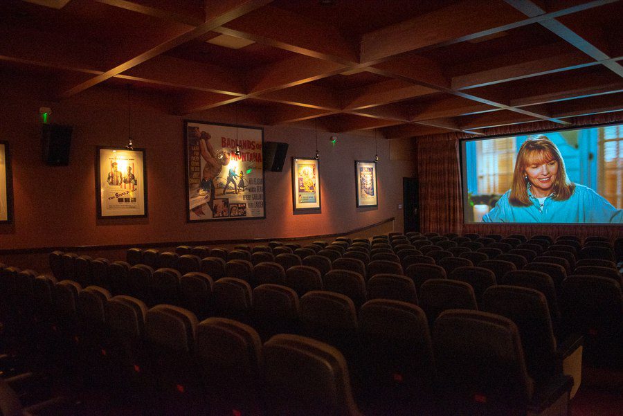 movie seating and movie screen in the beverly garland theatre